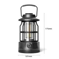 Portable retro camping lantern in black finish with dimension markings 101x175mm - L801B Medium-Large (Battery Powered) / 101*175mm / Black