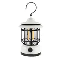 Lanterne de camping rétro blanche rechargeable avec cage noire et crochet - L791R (Version Rechargeable) / 115*186mm / Blanc Cassé