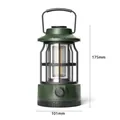 Vintage olive green rechargeable camping lantern with 175mm height dimension markings - L801B Medium-Large (Battery Powered) / 101*175mm / Green