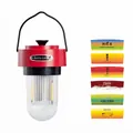 Retro LED camping lantern with dimmable light and various thematic lampshade decals - Sticker Set / Rechargeable / Red