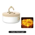 Portable khaki camping lantern with 9m warm white LED string lights - L907 Khaki [9m Warm Light]