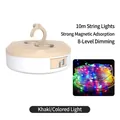 Khaki portable LED camping light with 10m colorful waterproof string lights - L908 Khaki Magnetic [10m Colored 8-Level Dimming]