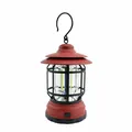 Lanterne de camping LED rechargeable de style rétro en rouge et noir avec crochet - L791 (Version Pile) / 115*186mm / Rouge