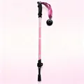 Detail showing pink telescopic trekking pole for children with EVA handle and mud basket accessory - Kids Walking Stick Sky Pink