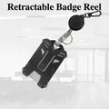Heavy duty retractable badge holder with metal carabiner and frosted ID card sleeve - Tactical Badge Reel Set / Black