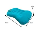 Oreiller de camping gonflable portable sarcelle, valve à pression, 43x30x12cm - Bleu sarcelle
