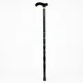 Elegant black wooden walking cane with ergonomic T-handle and non-slip rubber tip. - Curved Handle Gold Ring (Style B)