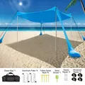 Tenda da spiaggia in Lycra portatile con kit completo di accessori per campeggio - 4 Pali in Alluminio / 160x200x150cm / Blu