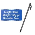 Piqueta de tienda de metal negro 30cm clavo de tierra 9mm para camping y toldos - Tipo estándar / 0.9*30cm
