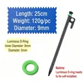 Estaca para tienda de campaña de 25 cm con junta tórica de seguridad verde luminosa - Con Anillo en O Luminoso / 0.9*25cm