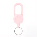 Pink retractable carabiner keychain with metal ring for outdoor fishing accessories - Macaron Pink