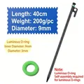 Estaca de acero negro de 40 cm para tienda con anillo en O verde luminiscente - Con Anillo en O Luminoso / 0.9*40cm