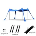 Set parasole da spiaggia in Lycra blu con quattro pali quattro palline di spugna e borsa - 4 Pali in Ferro / 160x200x150cm / Blu