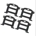 Lot de 4 enrouleurs de corde en plastique noir pour rangement extérieur et camping. - Style à Double Dents (Tiger Rack à Double Dents) / Noir à Double Dents
