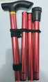 Red aluminum alloy folding walking cane with four-section telescopic design - Red