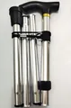 Foldable silver aluminum alloy hiking cane with black T-handle and four sections - Silver