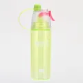 Green translucent plastic sports water bottle with mist spray nozzle and pink lever - Green