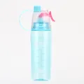 Light blue plastic sports water bottle with integrated spray mist function - Blue