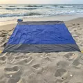 Tappetino da spiaggia resistente alla sabbia blu e grigio in poliestere impermeabile per picnic - 140*200cm / Blu Reale + Doppio Grigio