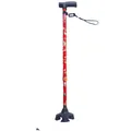 Canne de marche pliable à motif floral avec base antidérapante à 4 pieds pour personnes âgées - Petite Base à Quatre Pieds / Floral Rouge