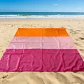 Grande tappetino da spiaggia impermeabile in poliestere 210T a righe arancio e rosa - 140*200cm / Combinazione di sfumature 2