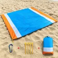 Tappetino da spiaggia impermeabile e antisabbia con picchetti e borsa da viaggio - 140*200cm / Arancione Bianco Blu
