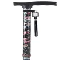Canne de marche pliable à motif floral avec poignée en T ergonomique pour seniors - Base à Point Unique / Noir Floral