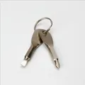 Mini portable EDC screwdriver set with Phillips and flathead bits on a silver keychain ring - Flat And Phillips Set / Silver