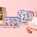 Trousses de maquillage transparentes imperméables avec imprimé papillon bleu style INS - Papillon Bleu