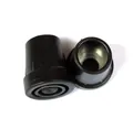 Detailansicht der 19 mm Krückenkapseln aus Gummi mit Metallscheibe und Antirutschboden - Ersatz-Fußabdeckung / 2 Stück/Set / Schwarz
