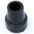 Detailed macro view of a heavy-duty non-slip black rubber tip for walking canes and crutches. - Black Rubber Crutch Tip (19mm Inner)