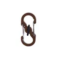 Brown aluminum S-shaped carabiner with dual gates and center locking mechanism - Size 5 / Brown With Black Clasp