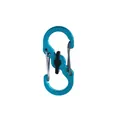 Blue Size 5 S-type dual-gate aluminum alloy carabiner with central locking mechanism - Size 5 / Blue with Black Buckle