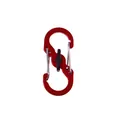 Red S-shaped aluminum alloy carabiner with double-headed hook and central locking mechanism. - Size 5 / Red Black Buckle