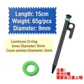 Estaca metálica de 15cm para tienda de campaña con anillo tórico fluorescente - Con Anillo en O Luminoso / 0.9*15cm