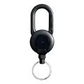 Durable black retractable carabiner keychain for outdoor fishing gear and bag attachment - Macaron Black