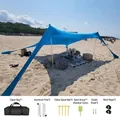 Set tenda da spiaggia in Lycra blu con pali in alluminio e picchetti da campeggio - 2 Pali in Alluminio / 160x200x150cm / Blu