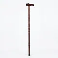 Handcrafted dark solid wood walking cane for elderly with ornate carvings and non-slip tip - 90cm / Orchid Style