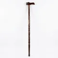 Traditional dark wood walking cane with ornate carved dragon head handle and anti-slip tip - 90cm / Plum Shape