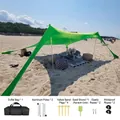 Tenda da spiaggia portatile in Lycra verde con pali in alluminio e kit di accessori completo - 2 Pali in Alluminio / 160x200x150cm / Verde