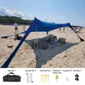 Set tenda da spiaggia in Lycra blu con pali, picchetti, paletta e borsa da viaggio - 2 Pali in Alluminio / 160x200x150cm / Blu scuro