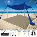 Set tenda da spiaggia in Lycra blu con pali in alluminio e kit accessori completi - 4 Pali in Alluminio / 160x200x150cm / Blu scuro
