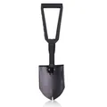 Black folding entrenching tool with serrated edge and D-handle on white background - Multifunctional Folding Style (LS-104-8) / Black