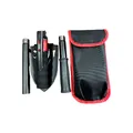 Kit pala da campeggio pieghevole multifunzionale portatile con borsa di trasporto - Stile Appuntito / Testa Appuntita Estesa con Borsa a Bordo Rosso
