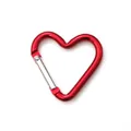 Durable red heart-shaped aluminum carabiner clip hook for DIY bags and fashion accessories - Red