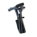Vista piegata compatta del bastone da passeggio in alluminio con base a quattro piedi. - Doppia Impugnatura Pieghevole Con LED / Nero