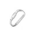 Macro detail of silver 8cm aluminum D-ring carabiner with secure screw lock mechanism - D-Ring Locking Style (Silver White) / 8cm Single Piece / White