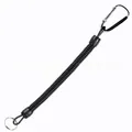 Durable black retractable spiral fishing safety lanyard with carabiner and split ring - White