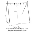 Detailed size diagram for portable outdoor camping tripod rack with dimensions. - L