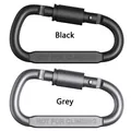 Detailansicht der 8cm Aluminium-Schraubkarabiner in Schwarz und Grau. - Schwarz